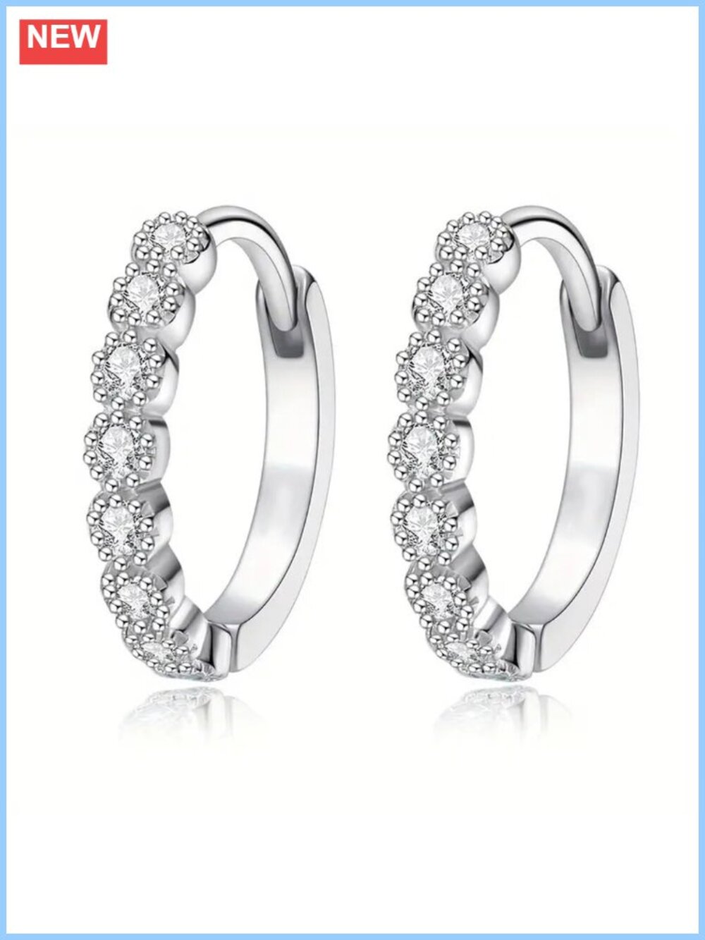 925 Sterling Silver Hoop Earrings with Cubic Zirconia Hypoallergenic Lightweight